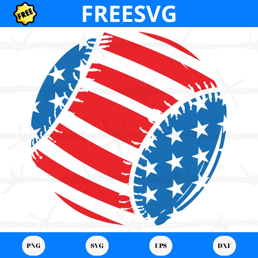 Free American Flag Baseball, Svg Png Dxf Eps Digital Files Invert