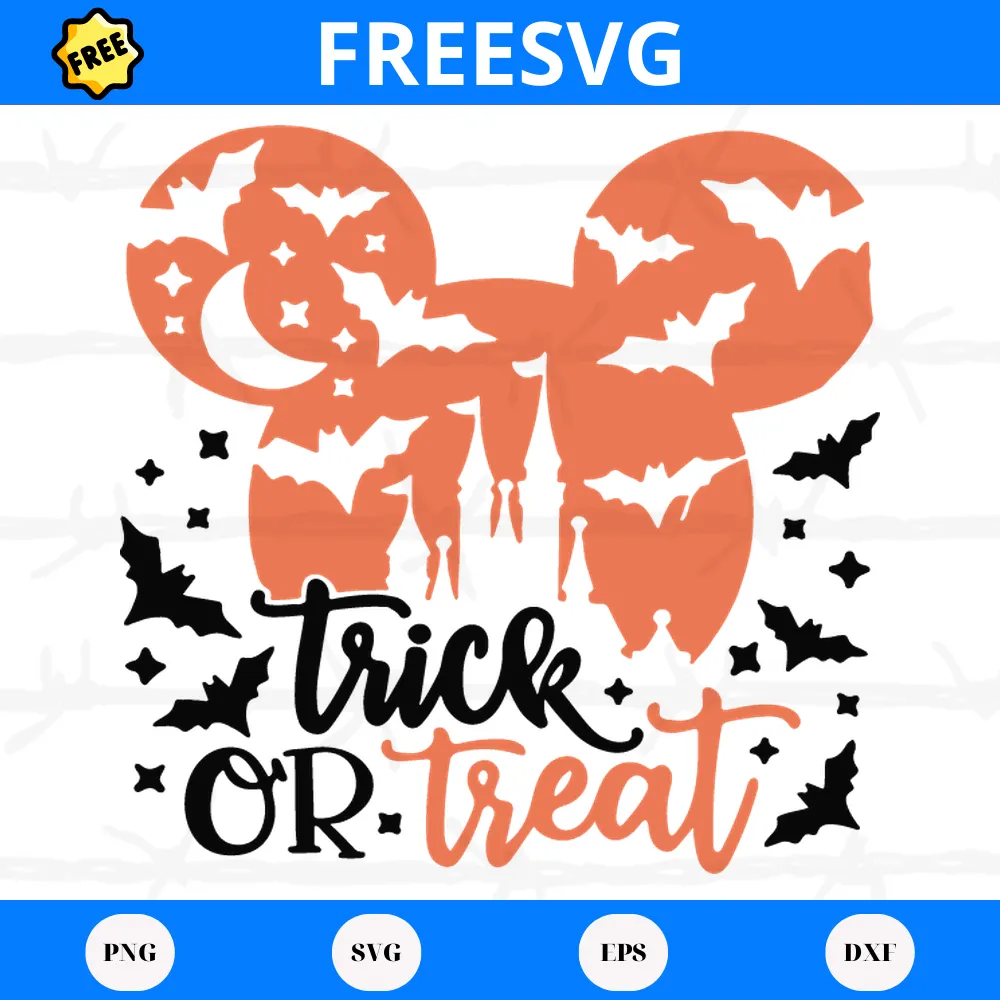 Free Disney Mickey Mouse Trick Or Treat Happy Halloween, Cutting File Svg