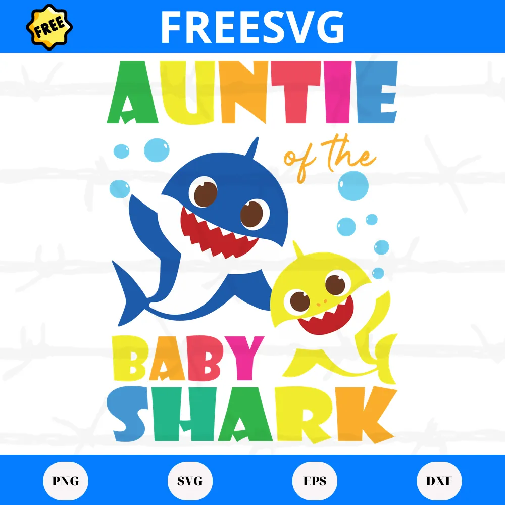 Free File Auntie Of The Baby Shark, Svg Png Dxf Eps Invert