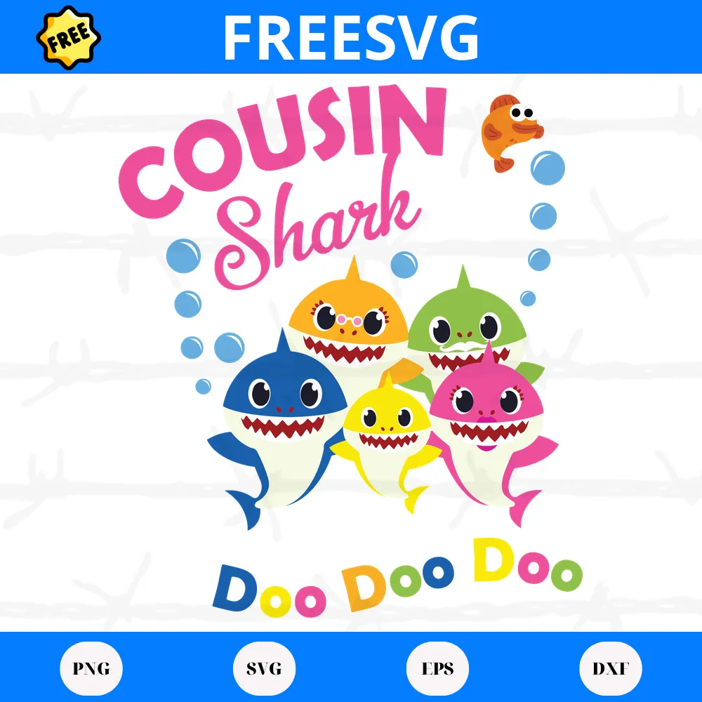 Free File Cousin Shark Doo Doo Doo, The Best Digital Svg Designs For Cricut Invert