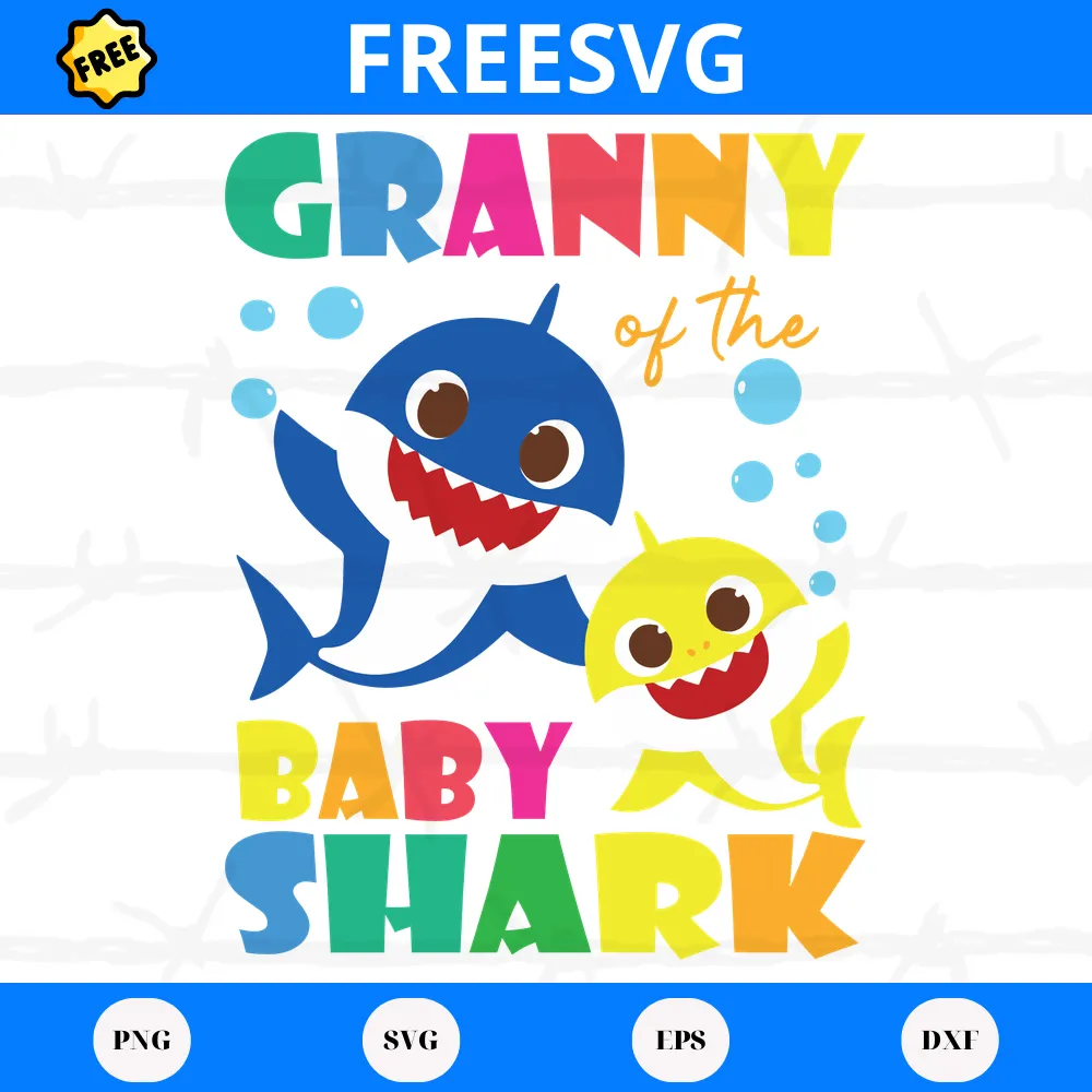 Free File Granny Of The Baby Shark, Svg Png Dxf Eps Designs Download Invert