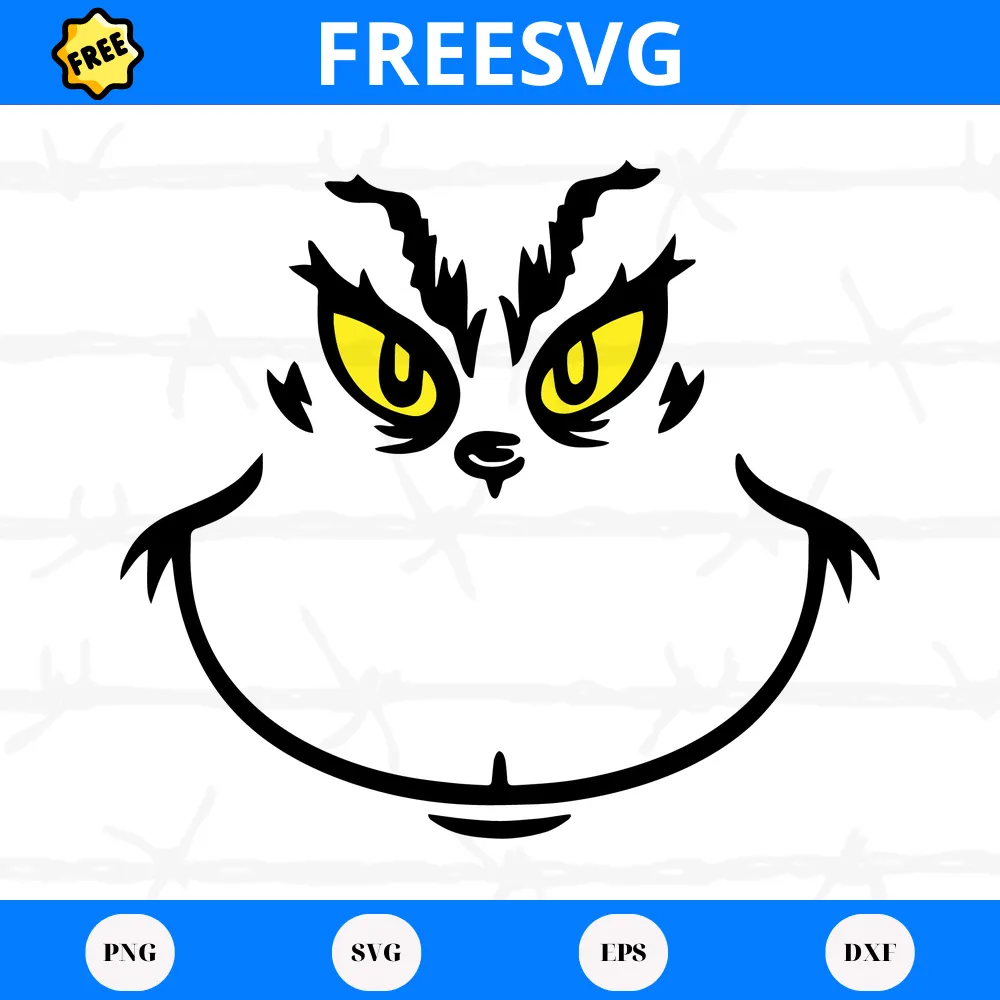 Free File Grinch Face Christmas, Svg Png Dxf Eps Digital Download