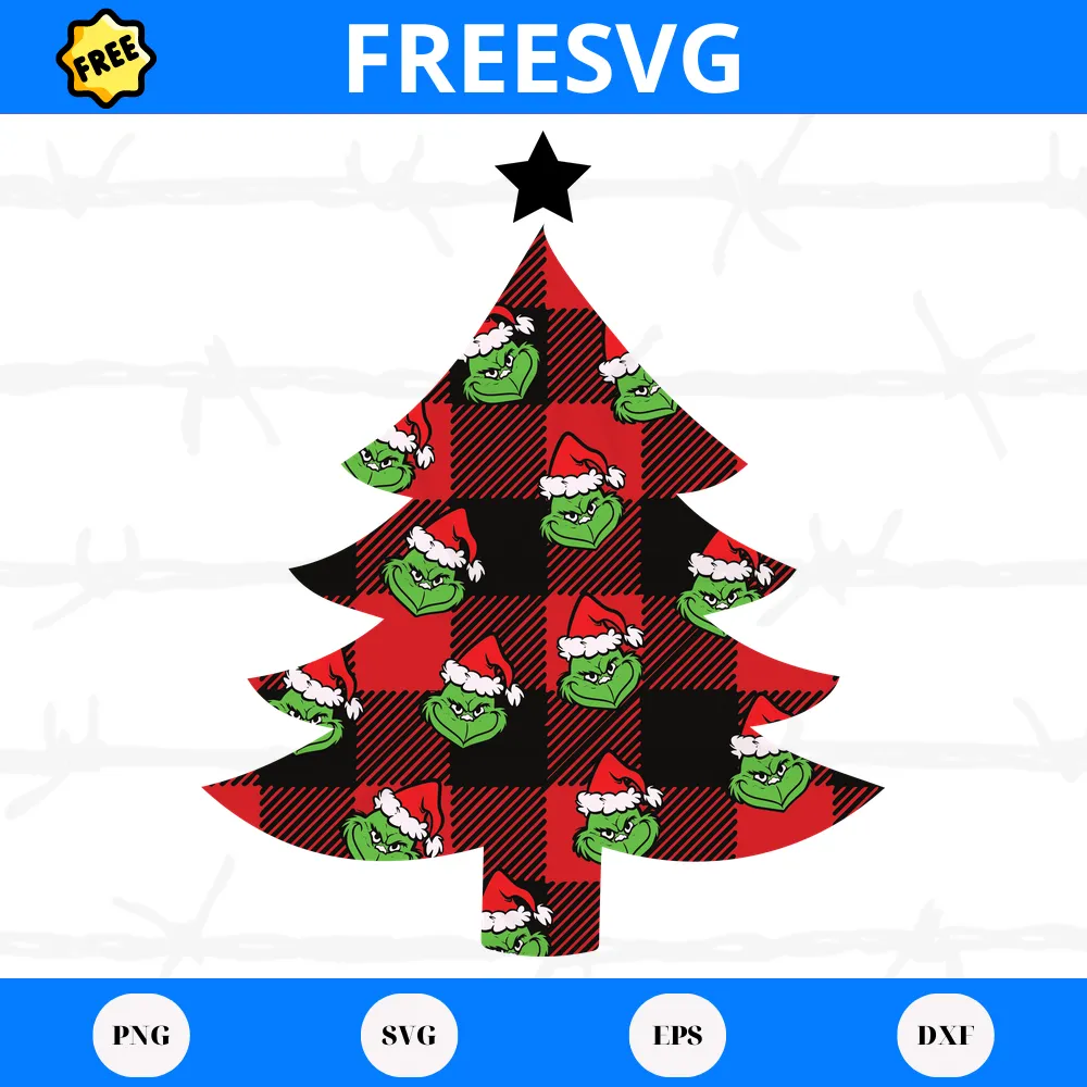 Free File Grinch Tree Merry Christmas, Layered Svg Files