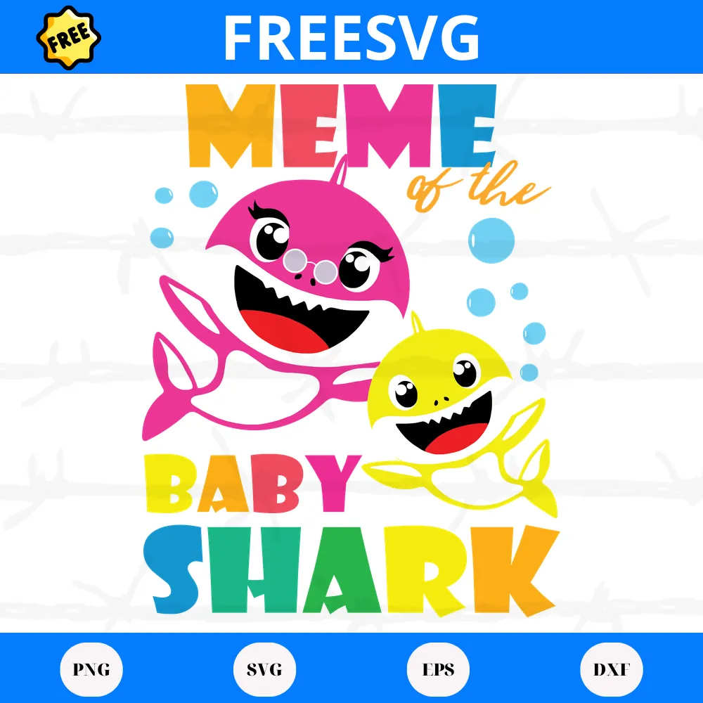 Free File Meme Of The Baby Shark, Svg Png Dxf Eps Cricut Invert