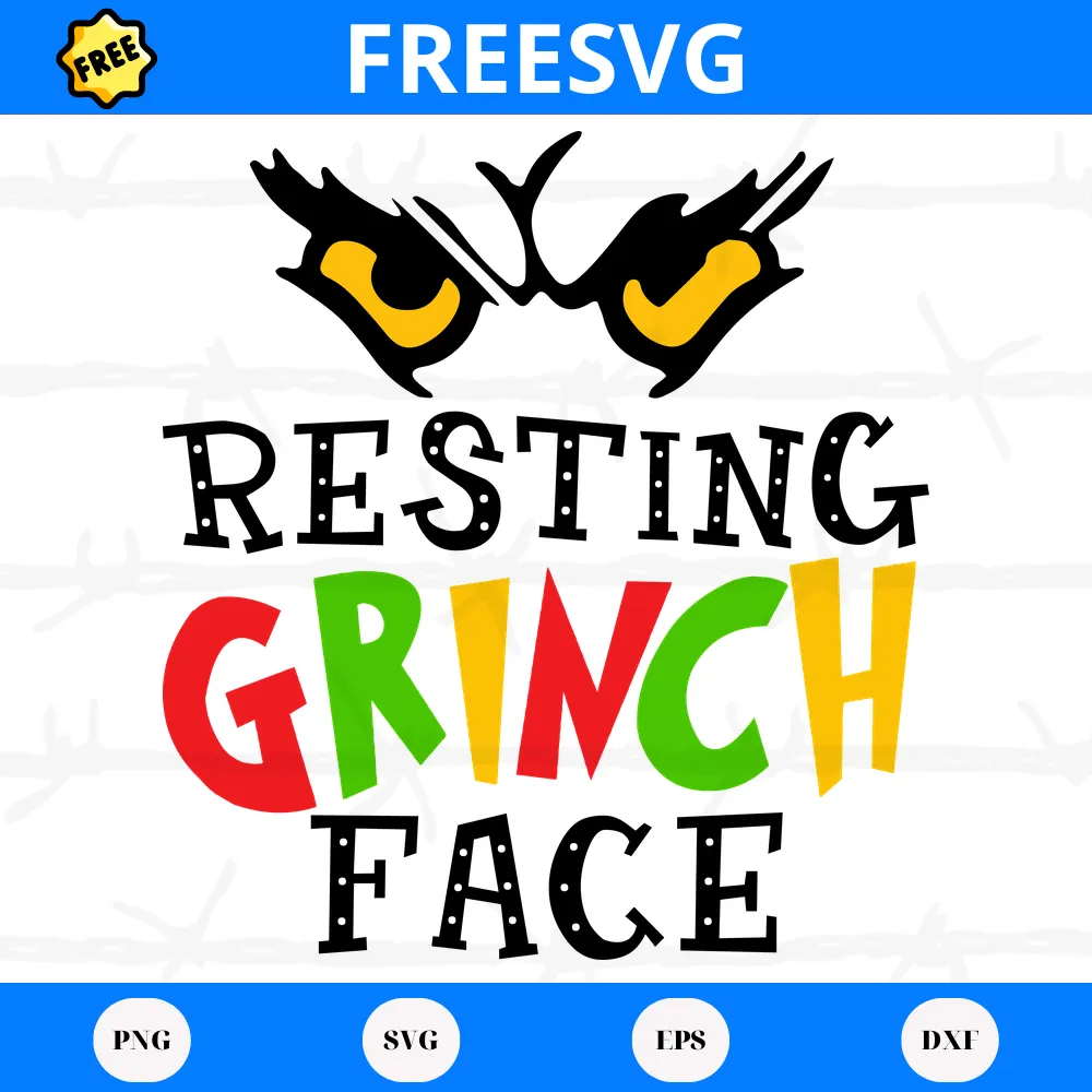 Free File Resting Grinch Face, Svg Png Dxf Eps Cricut