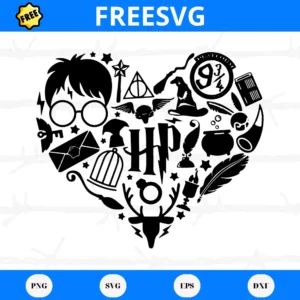 Free Harry Potter Heart, Svg Png Dxf Eps Designs Download