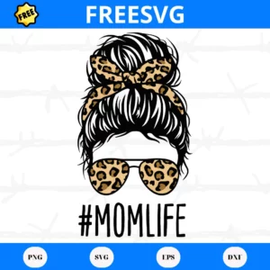 Free Messy Bun Mom Life Leopard, Svg Png Dxf Eps Cricut Silhouette