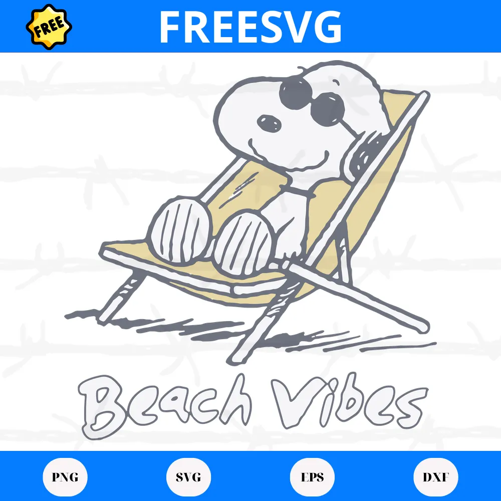 Free Peanuts Snoopy Beach Vibes, Svg Png Dxf Eps Digital Download Invert