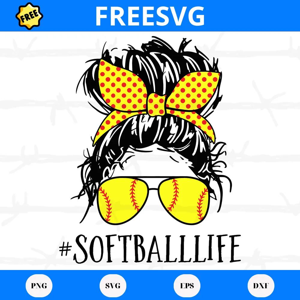 Free Softball Life Messy Bun, Svg Files For Crafting And Diy Projects
