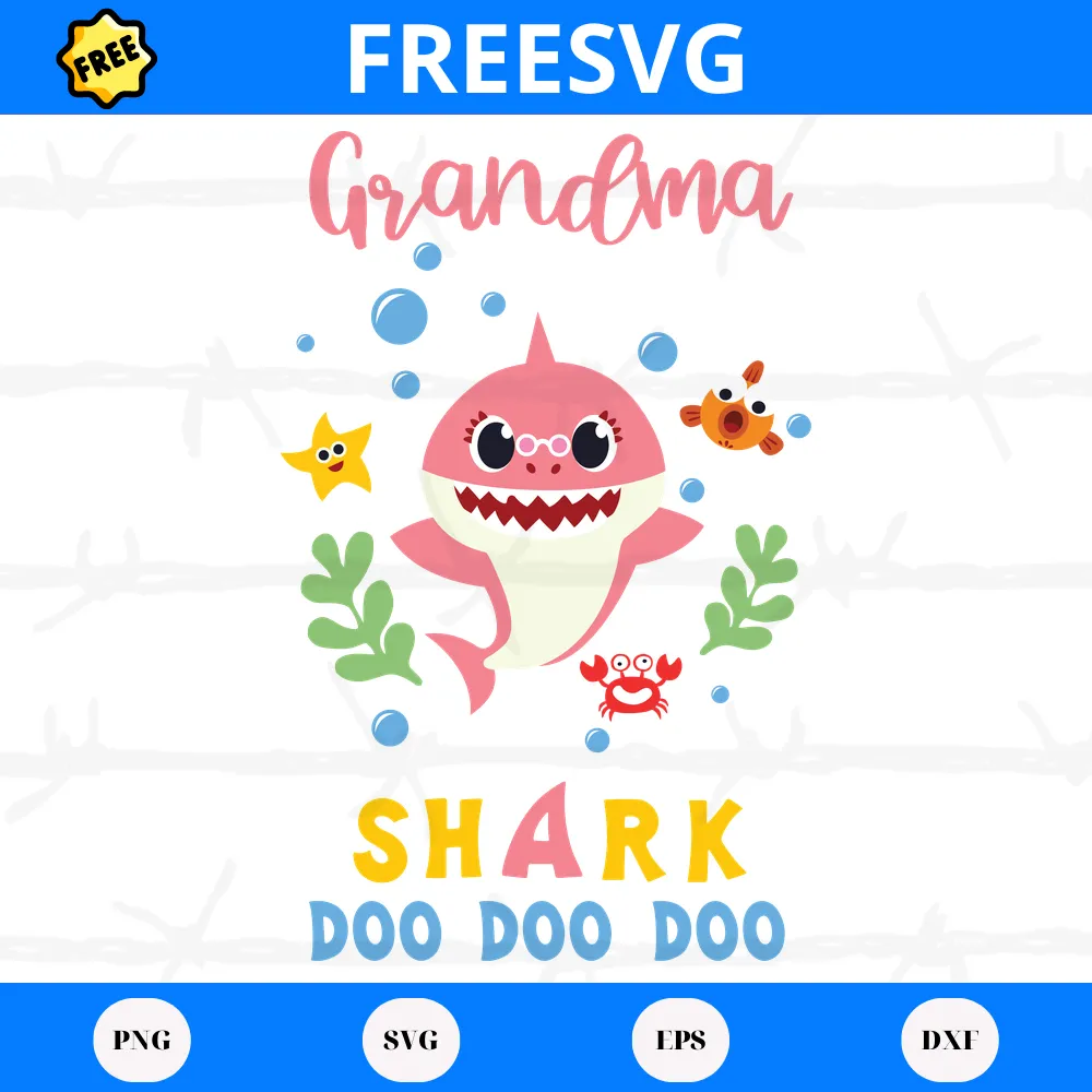 Grandma Shark Doo Doo Doo, Free Svg Cutting Files For Download Invert