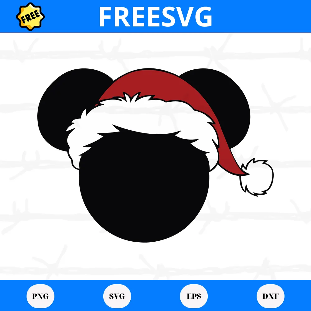 Mickey Head With Santa Hat, Free Svg Cut Files For Vinyl And Crafts
