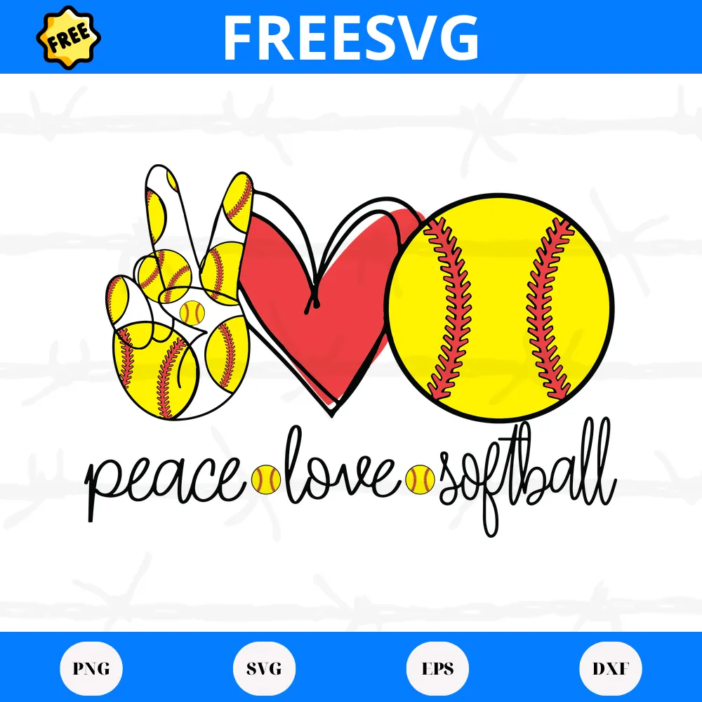 Peace Love Softball, Free Svg Files