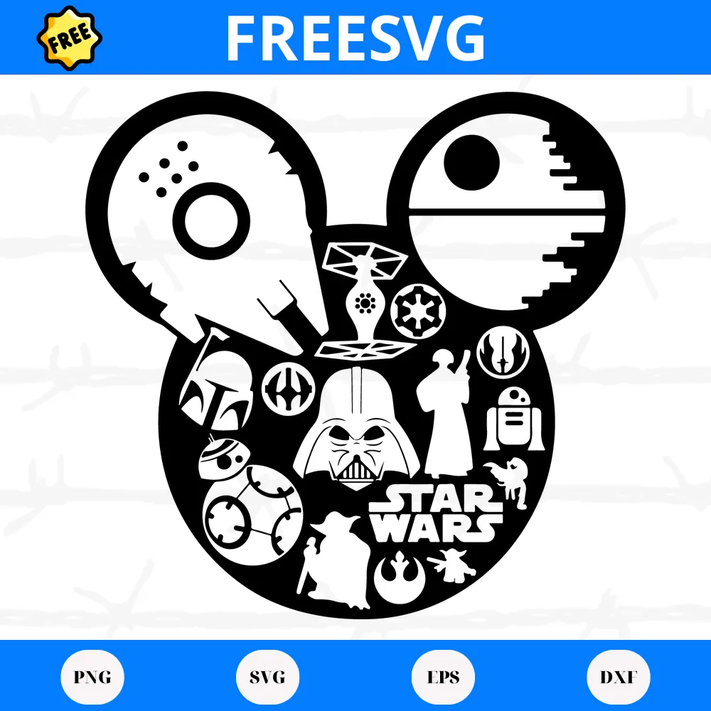 Star War Mickey Mouse Head, Free Svg Cutting Files For Download