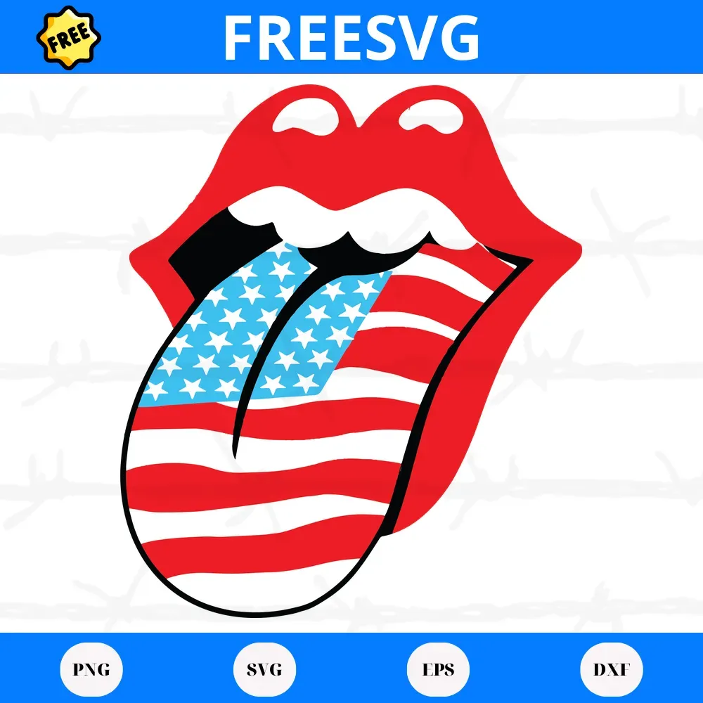 Free American Flag Tongue, Svg Png Dxf Eps Cricut