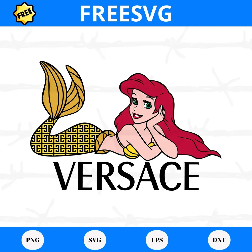 Free Ariel Mermaid Versace, Layered Svg Files