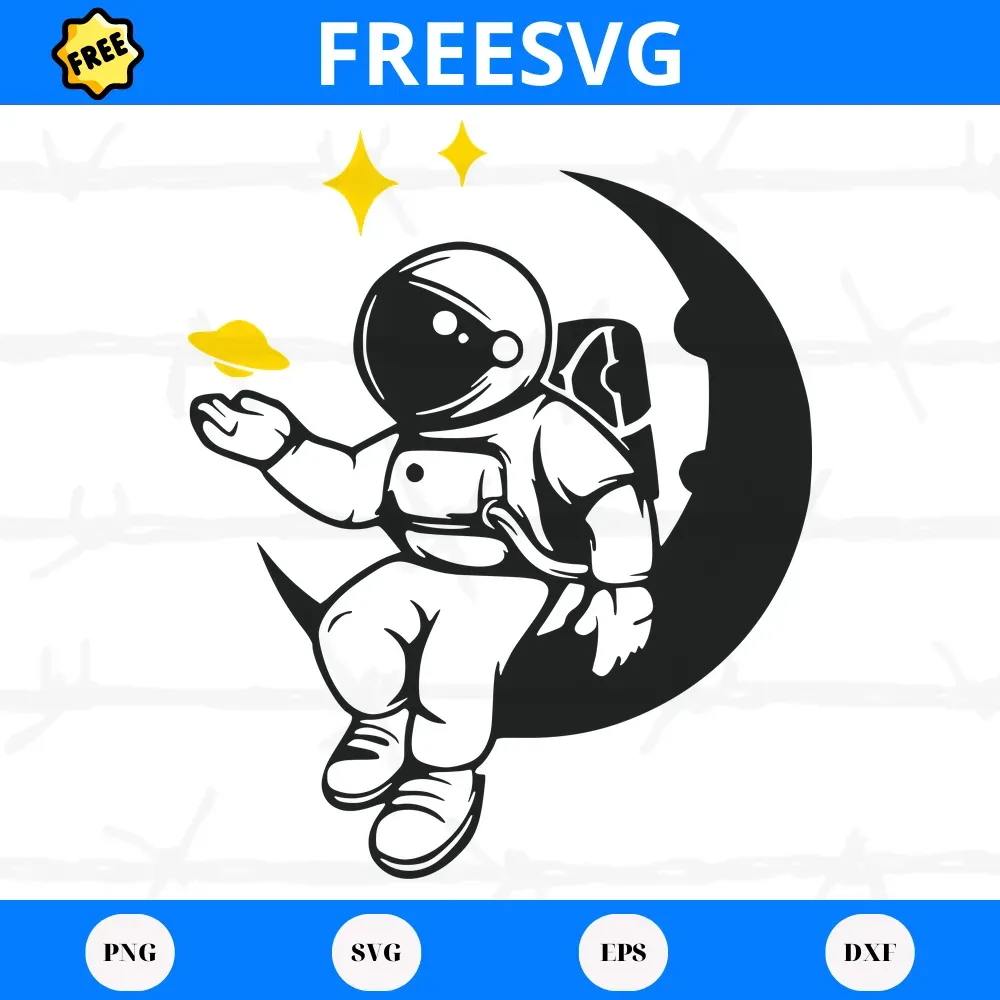 Free Astronaut On The Moon, Svg Designs
