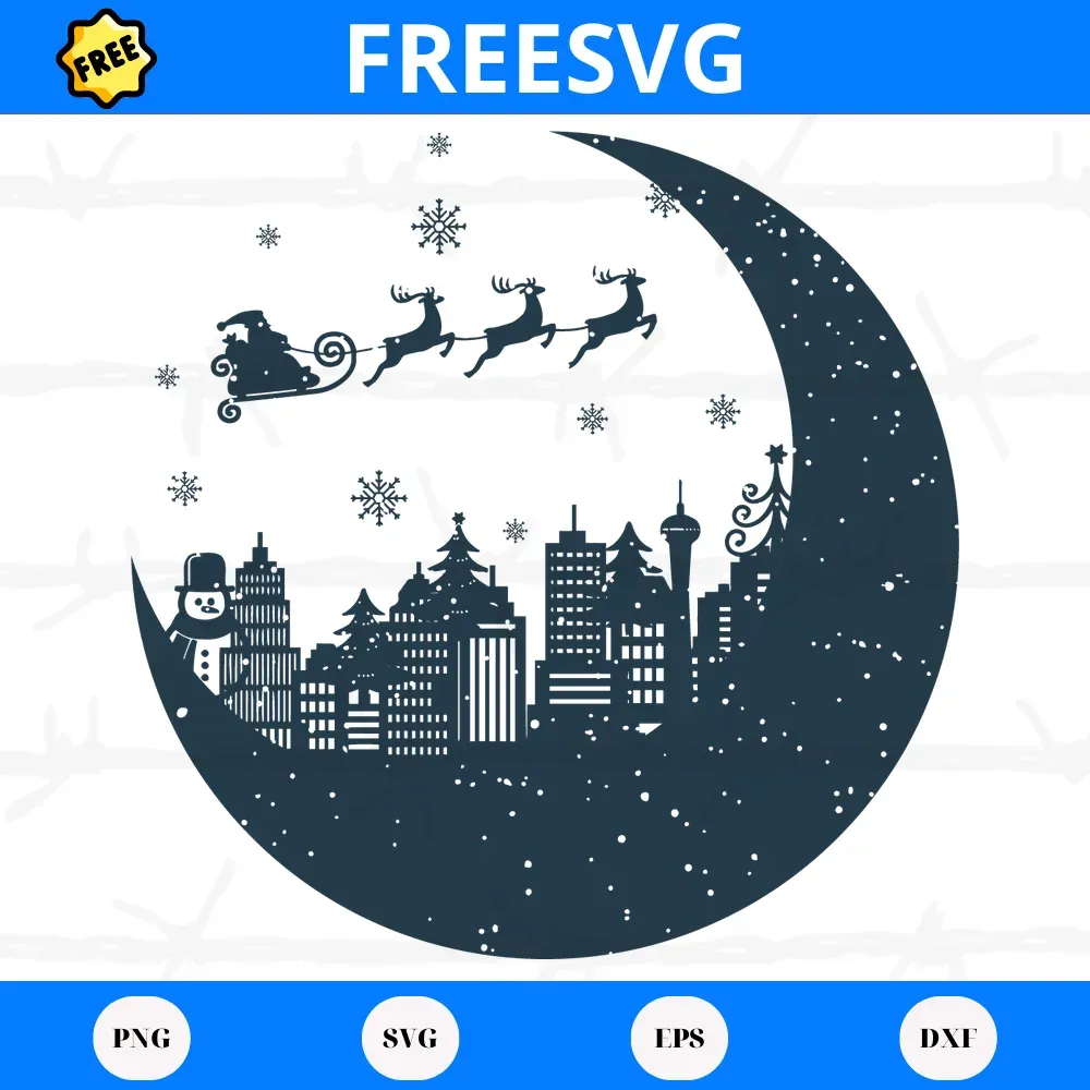 Free Christmas Moon Graphic, Svg Cut Files