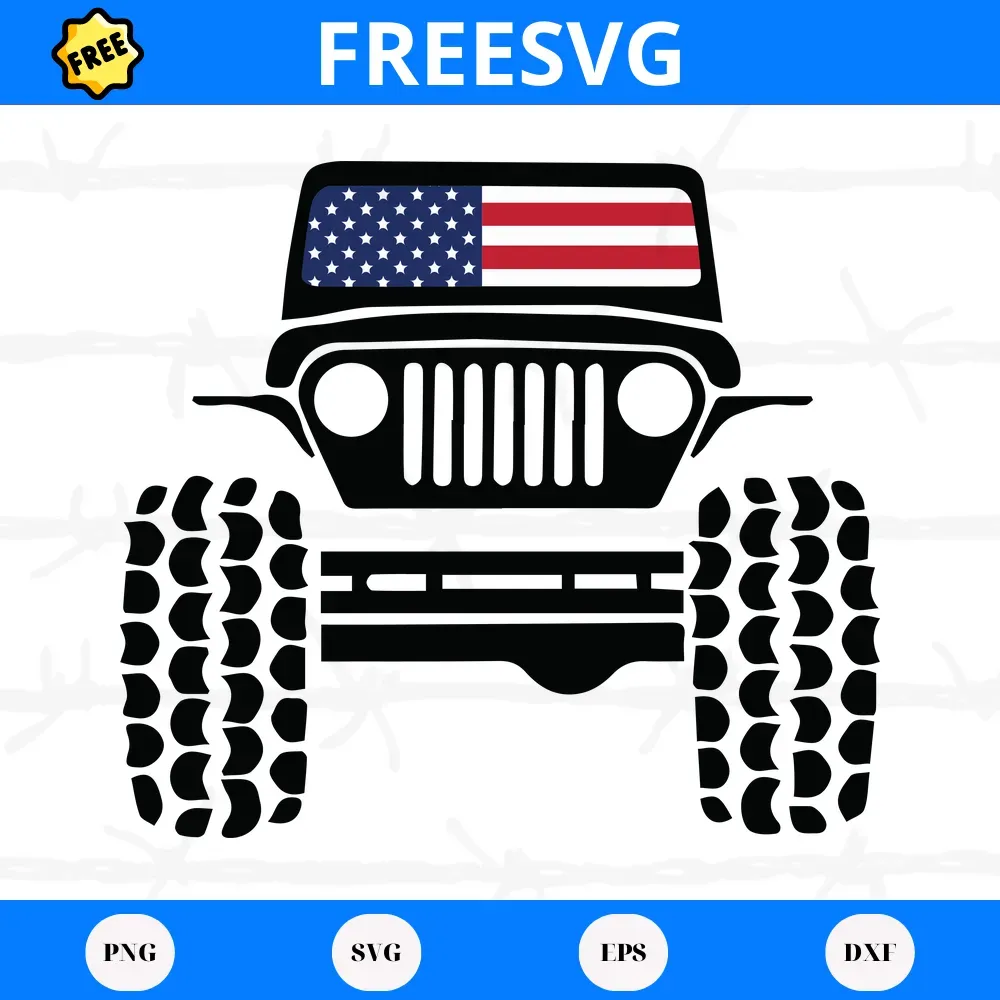 Free Jeep With Usa Flag, Svg Png Dxf Eps Designs Download