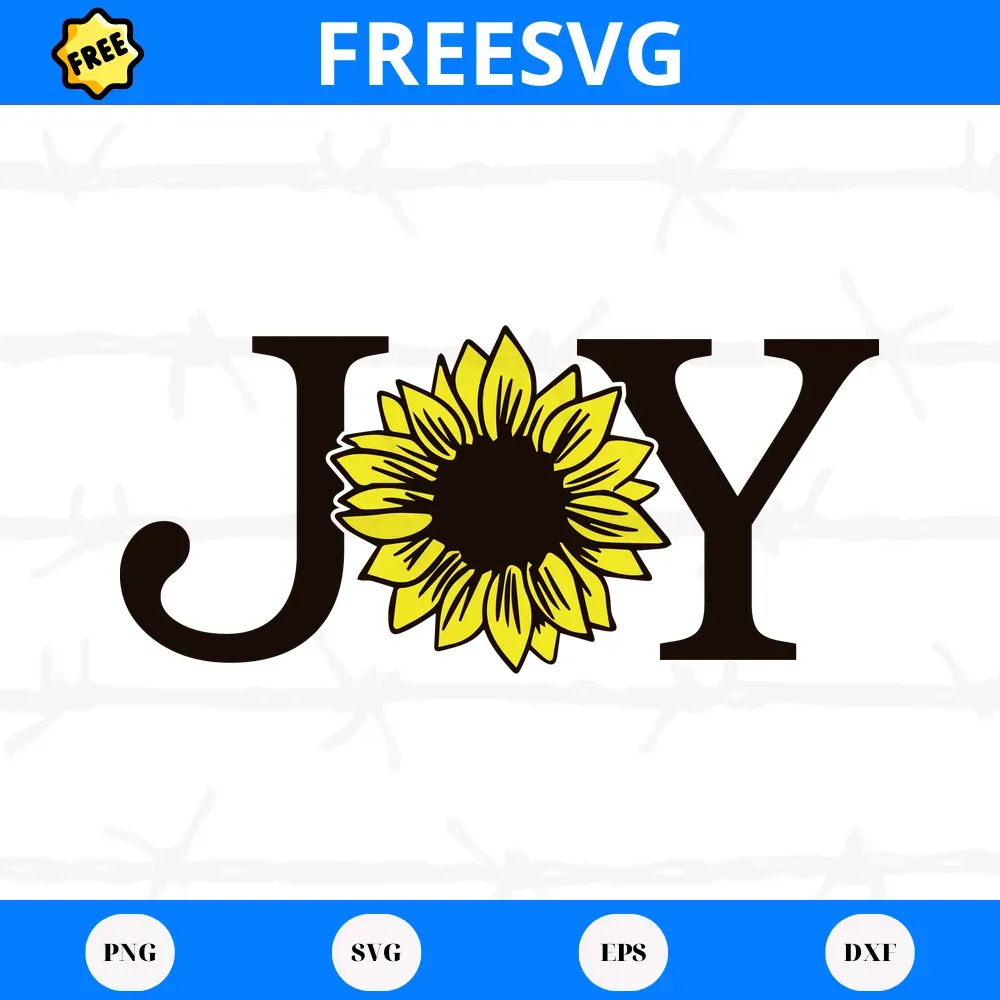 Free Joy Sunflower Monogram, Svg Png Dxf Eps Cricut Files