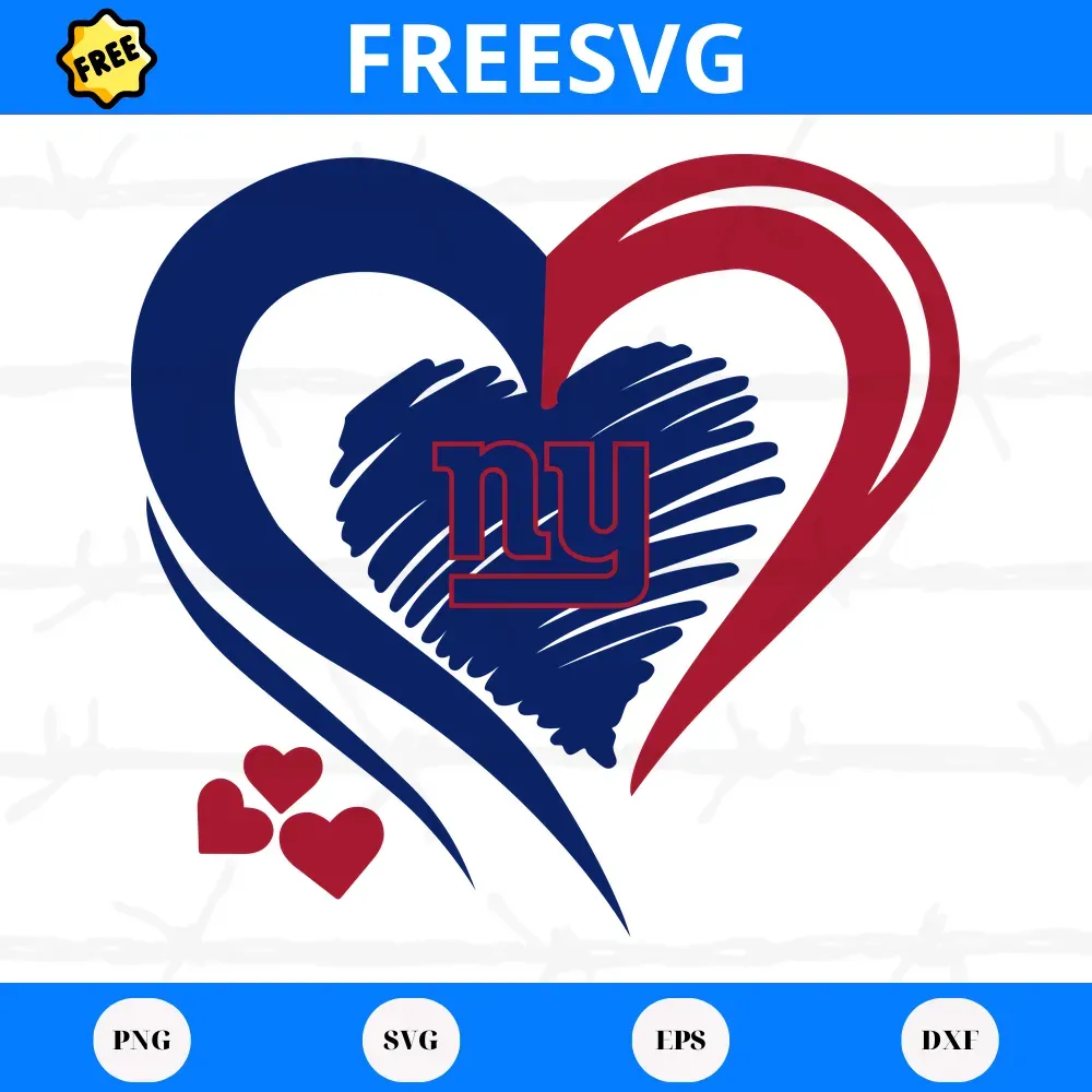 Free New York Giants Heart Logo, Svg Png Dxf Eps Cricut