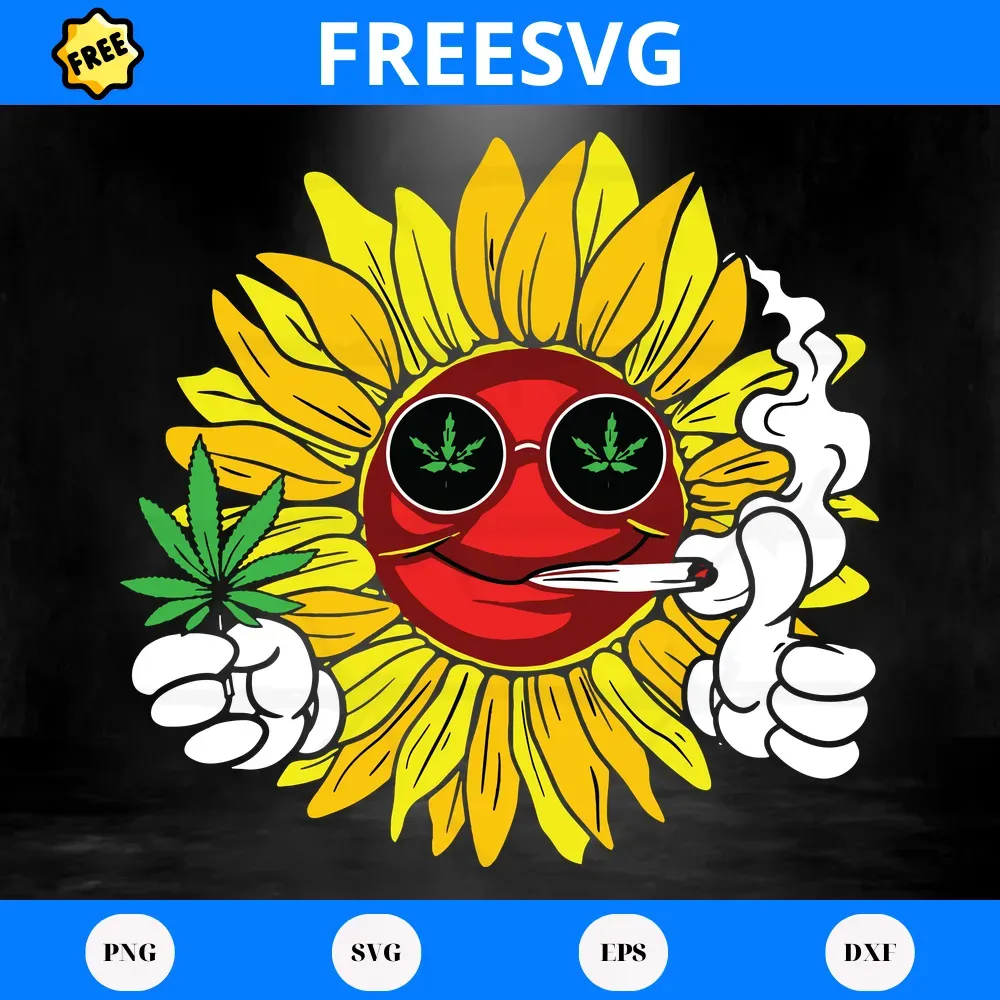 Free Sunflower Cannabis Weed Leaf, Svg Png Dxf Eps Digital Files